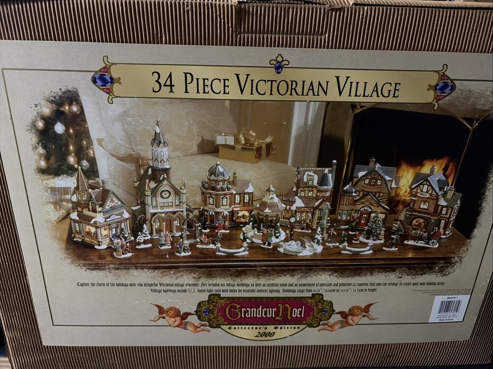 Grandeur Noel 34 Piece Victorian Christmas Village 2000 Town Set Sam’s Wholesale